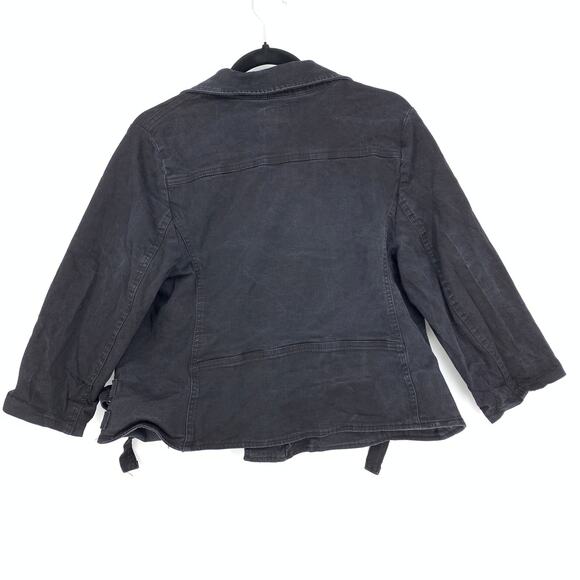 Tripp Jacket Womens 2 Apx US L Zip Front Black Zipper Detail Cropped 3/4 Sleeve - Picture 2 of 6